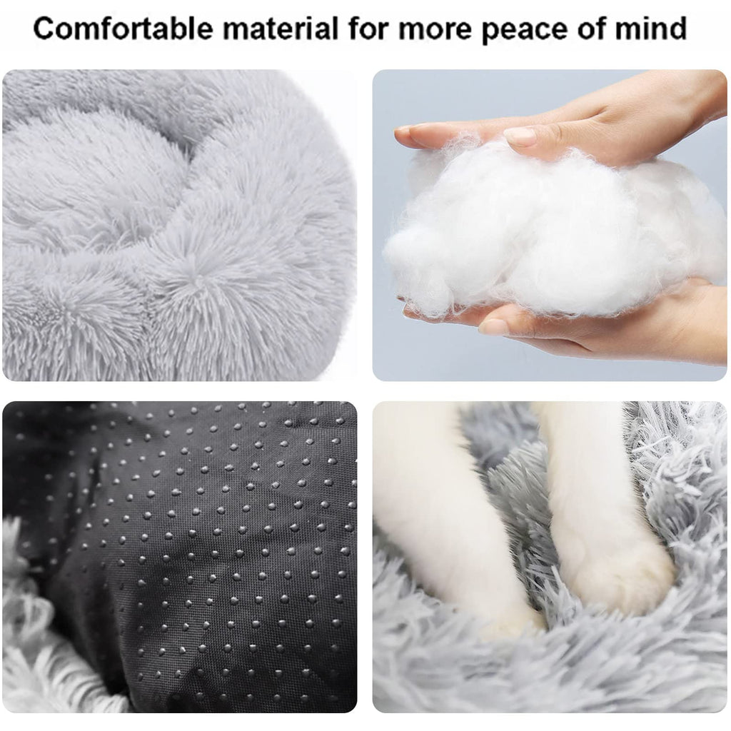Dog Bed for Small Medium Large Dogs Cats, 20 inch Calming Washable-Round Cozy Soft Pet Bed for Puppy and Kitten with Slip-Resistant Bottom