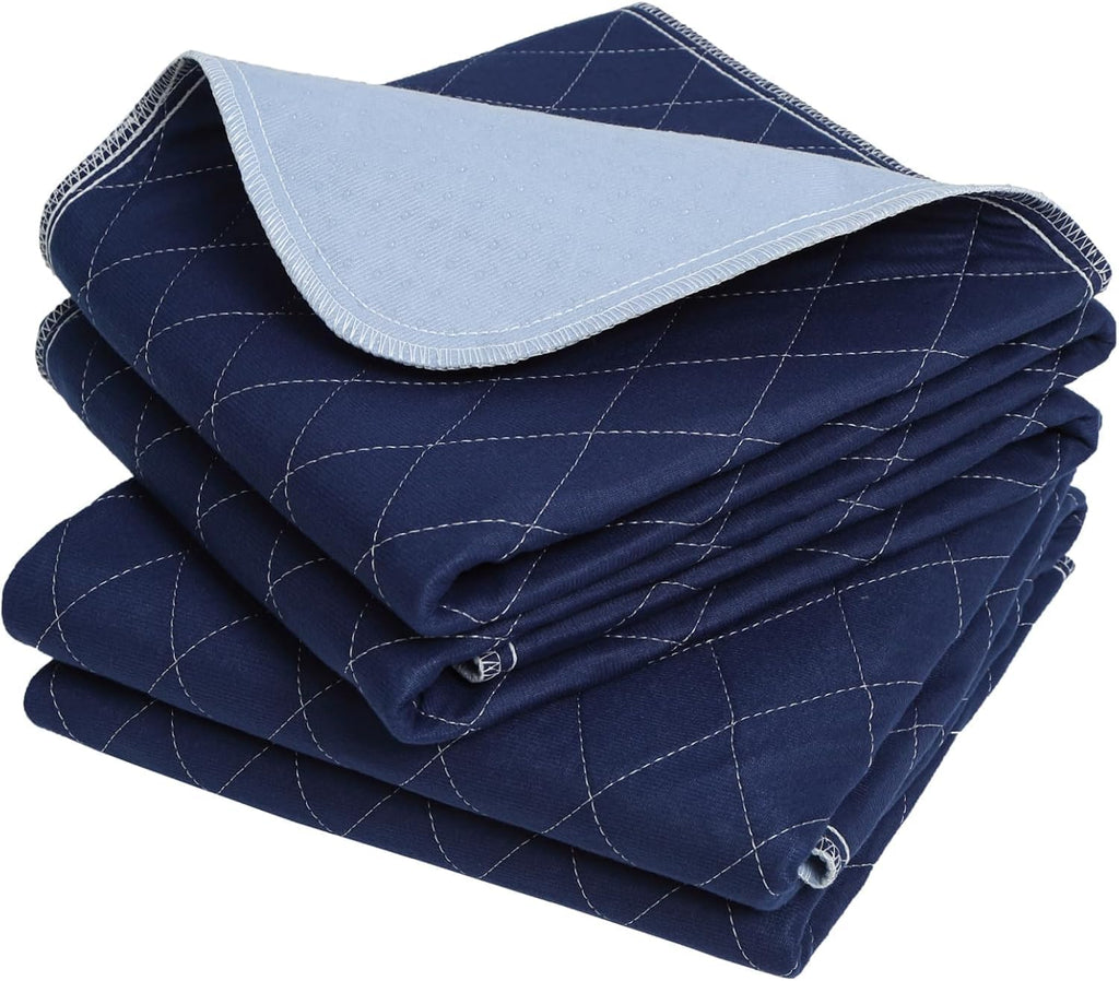 OUTCREATOR® Washable Bed Pads 34" x 76" (Pack of 2), Incontinence Mattress Protector, Anti-Slip Waterproof Underpads for Adults Kids Elderly Pets, Absorbency & Reusable Bedwetting Pads (Dark Blue)
