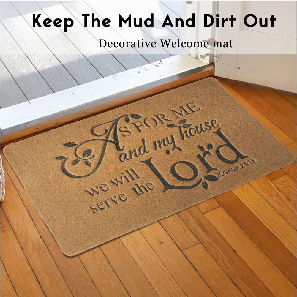 Coir Door Mat Outdoor Mats For Home Entrance,As FOR ME and My House We Will Serve The Funny doormats,Front Door mat,Indoor Entrance Embroidered Welcome Rubber Rugs Easter Home Decoration 30”x 18”
