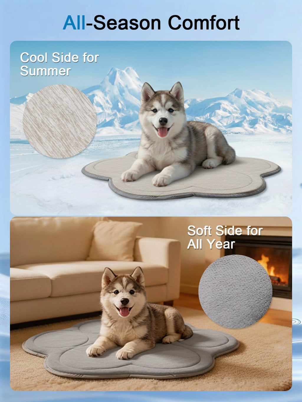 BECROWM Dog Cooling Mat, Q-Max>0.46 Instant Cool Pad for Dogs, Reversible 4-Layer Thick Pet Cooling Pad, Machine Washable,for Crate, Car, Indoor & Outdoor Summer（Large-26 L x 23" W)