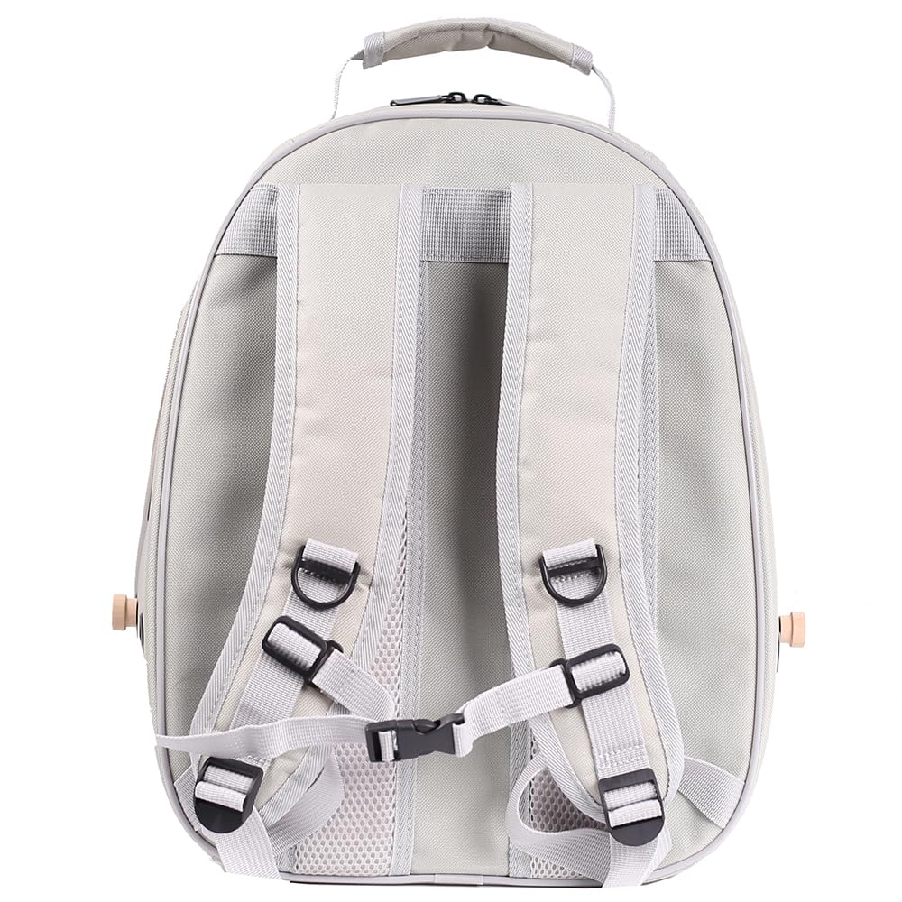 Bird Traval Carrier Cage, Multi Vent Holes Clear Space Capsule Astronaut Backpack to Carry Parakeet Cockatiel Parrot with Metal Tray Wood Perch, Vet Transport Book Bag