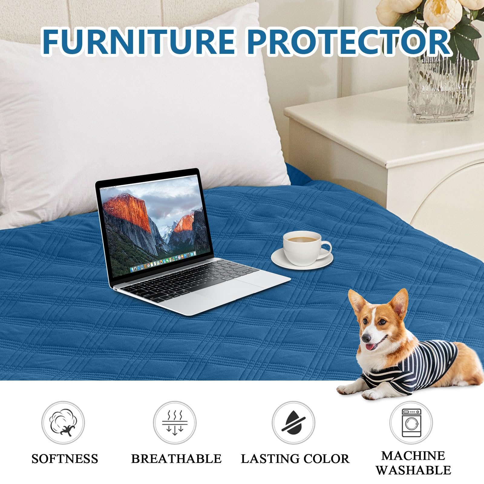 hyha Waterproof Reversible Dog Blanket, Soft Couch Cover for Dogs Washable