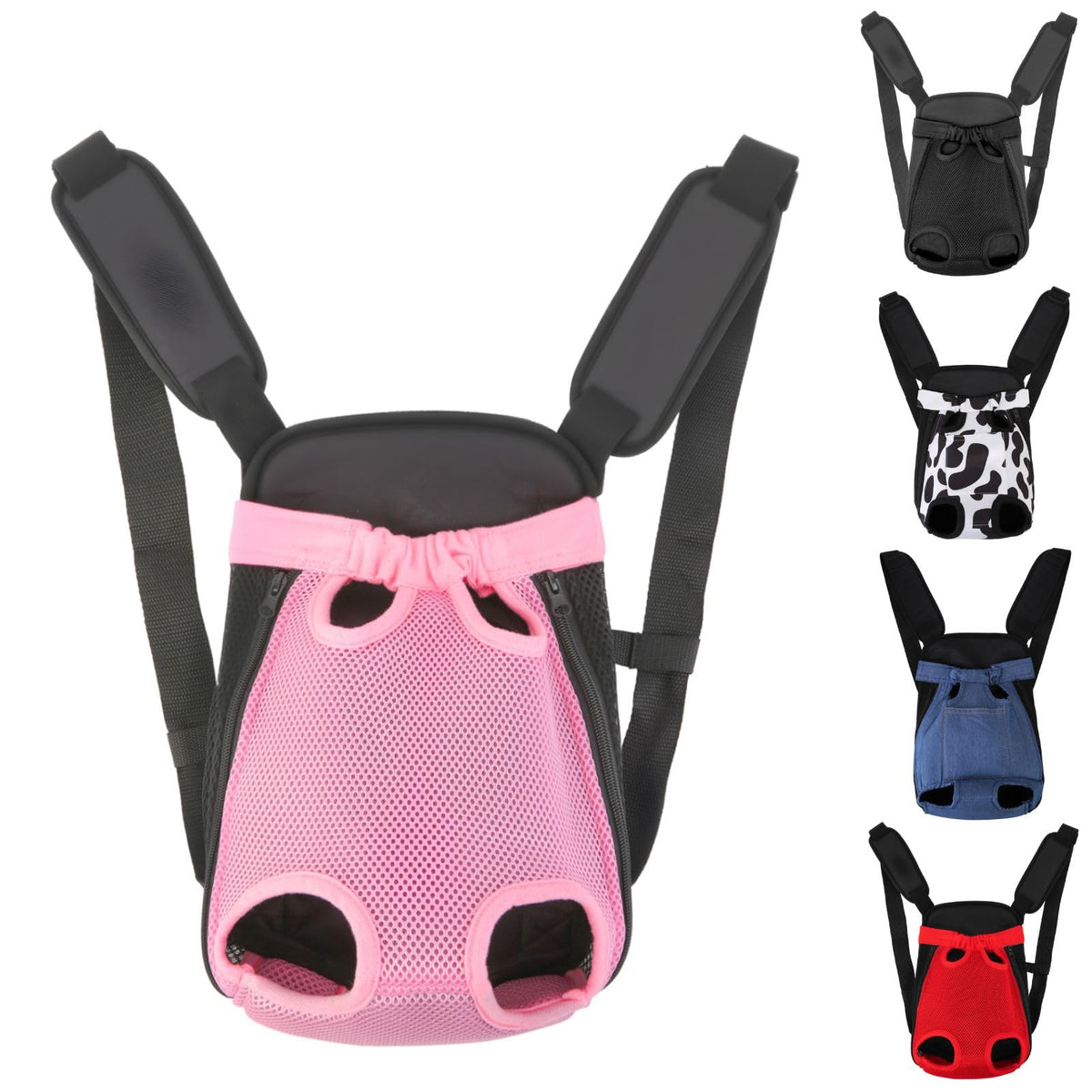 Inspack Dog Backpack Carrier/Cat Carrier, Adjustable Pet Front Carriers Travel Bag for Puppy Medium Dogs, Legs Out, Soft Ventilated Doggie Chest Carry Backpacks for Hiking/Camping, 4-7 lbs, Cow Print