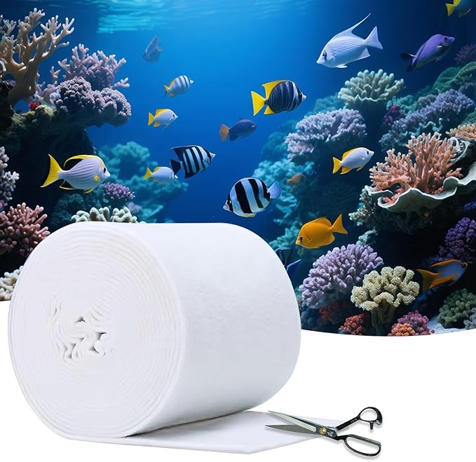 Aquarium Filter Floss 12 * 72 Inches,Dual Density Aquarium Filter Pad,Pond Filter Pad,Filter Media for Crystal Clear Water,Safe for Fish/Reef/Turtles