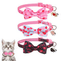KOOLTAIL Pink Cute Cat Collars Breakaway with Bowtie and Bells, 3 Pack Girl Kitten Collars, Adjustable Safety Buckle Heart Charm Pendant Pet Collars for Kitty Boys Girls Cats Holiday