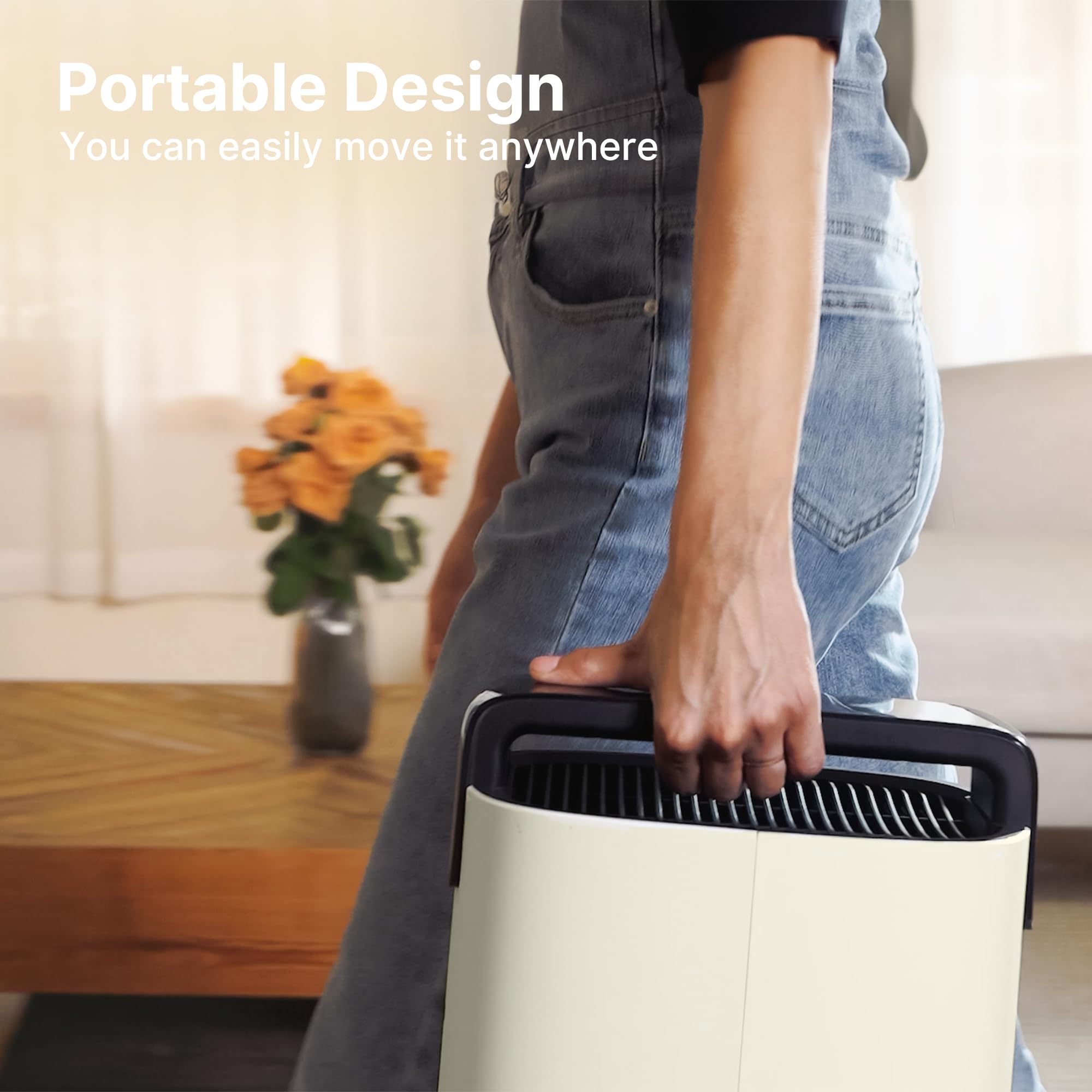Air Purifiers for Smoke, HEPA Air Purifiers for Home Large Room Up to 3600 Ft² with PM 2.5 Air Laser Sensor, HEPA 3-in-1 air Filter Filters Airborne Particles, Wildfire Smoke, MR7566-WF, Ivory