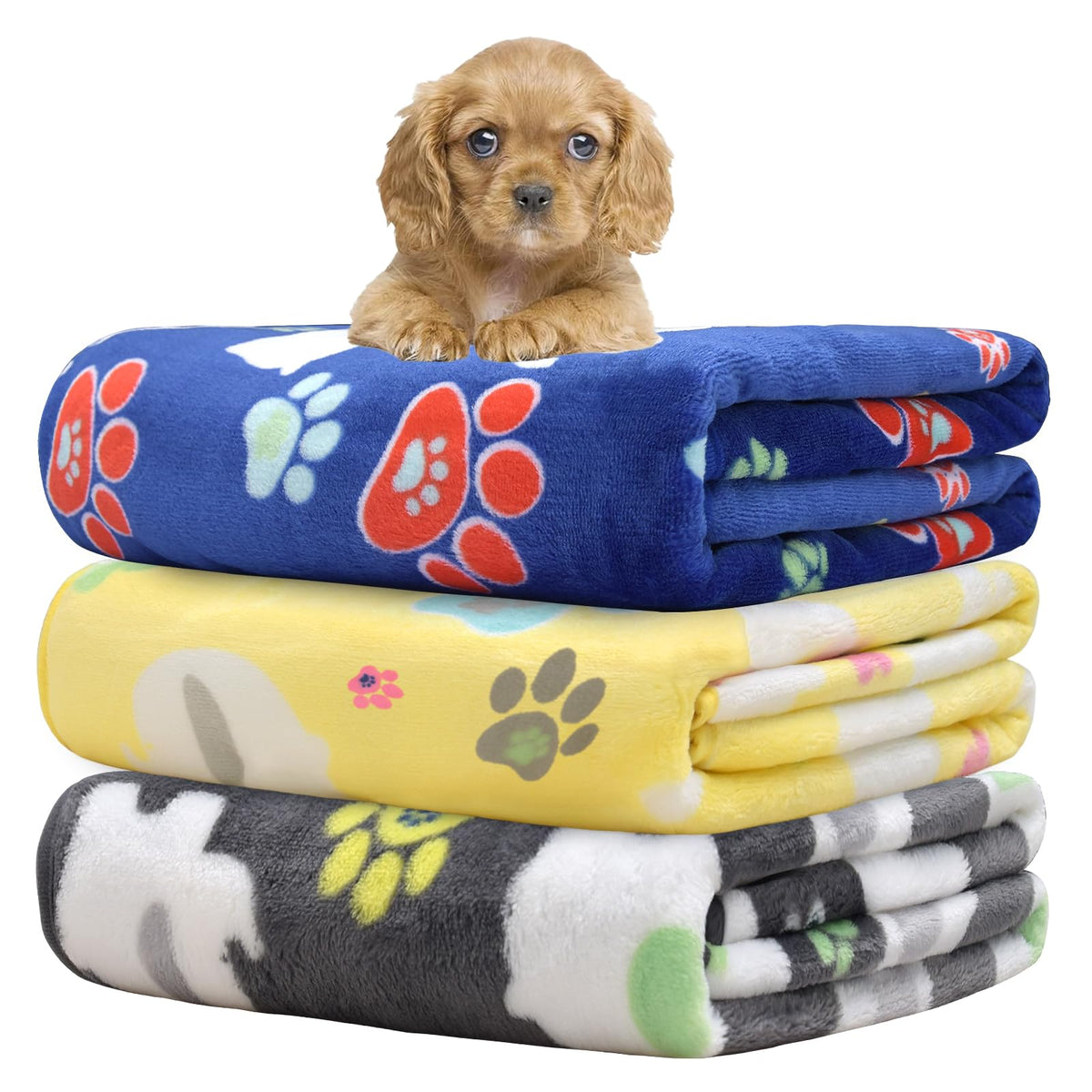 Rezutan 3 Pack Premium Soft Dog Blanket for Medium Dogs Puppy & Cat