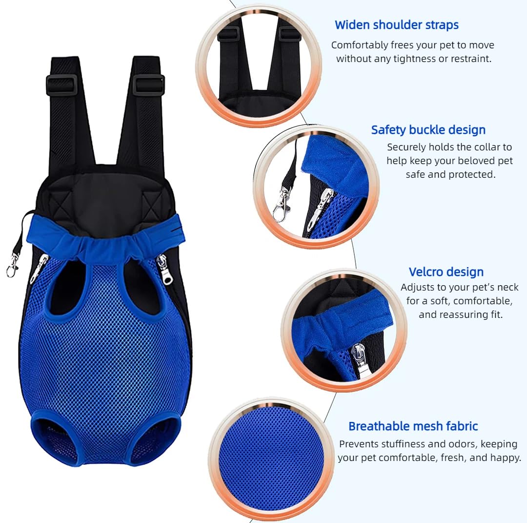QQLe Dog Carrier Backpack, Breathable Mesh Chest Carrier for Small Dogs