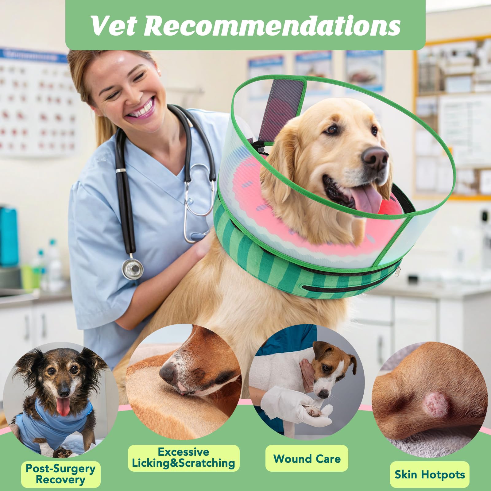 Didopet Inflatable Dog Cone with Anti-Licking Clear Shield, Fits Small Dogs