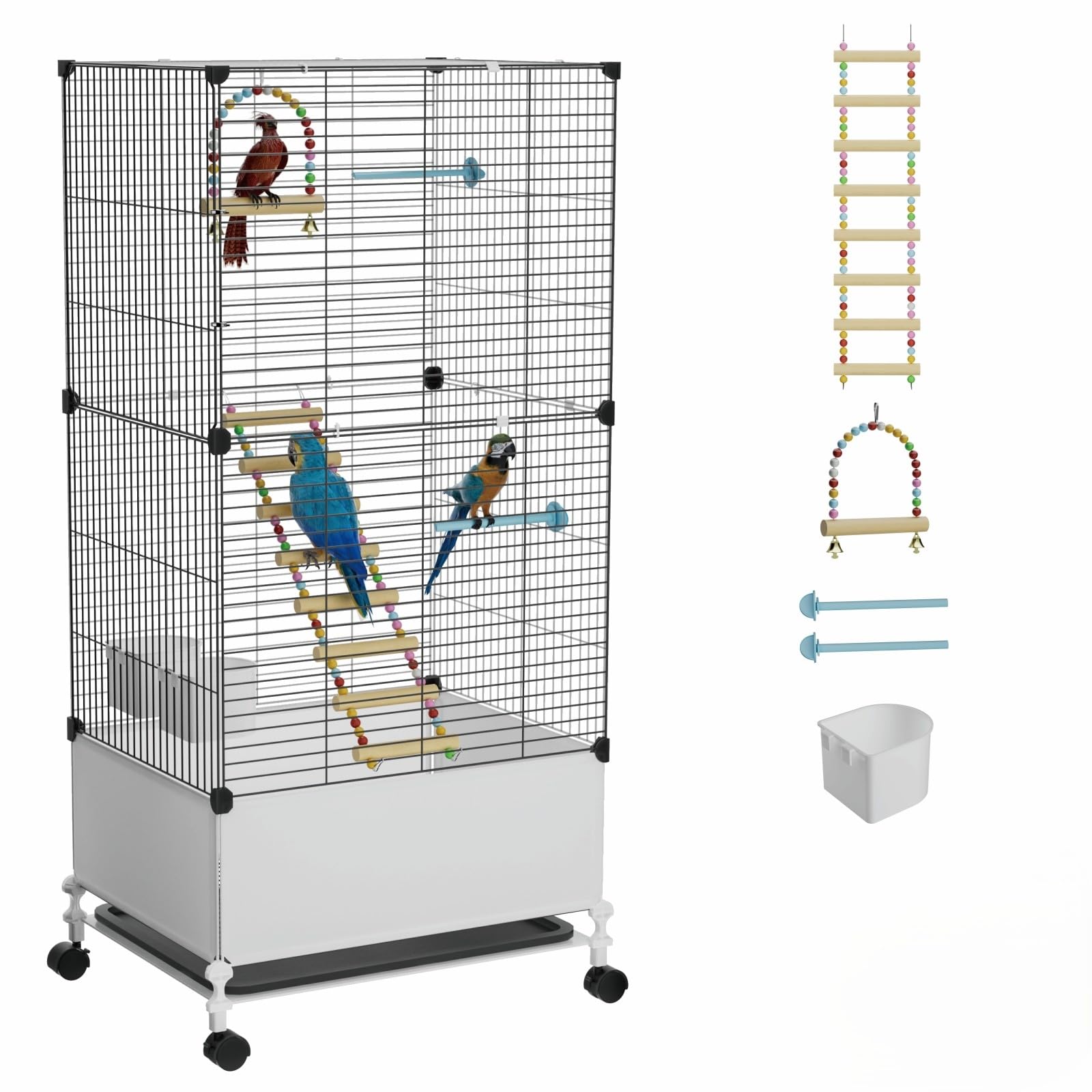 STILLCOVE Large Flight Bird Cage, with Bowls & Perches & Ladder & Swing