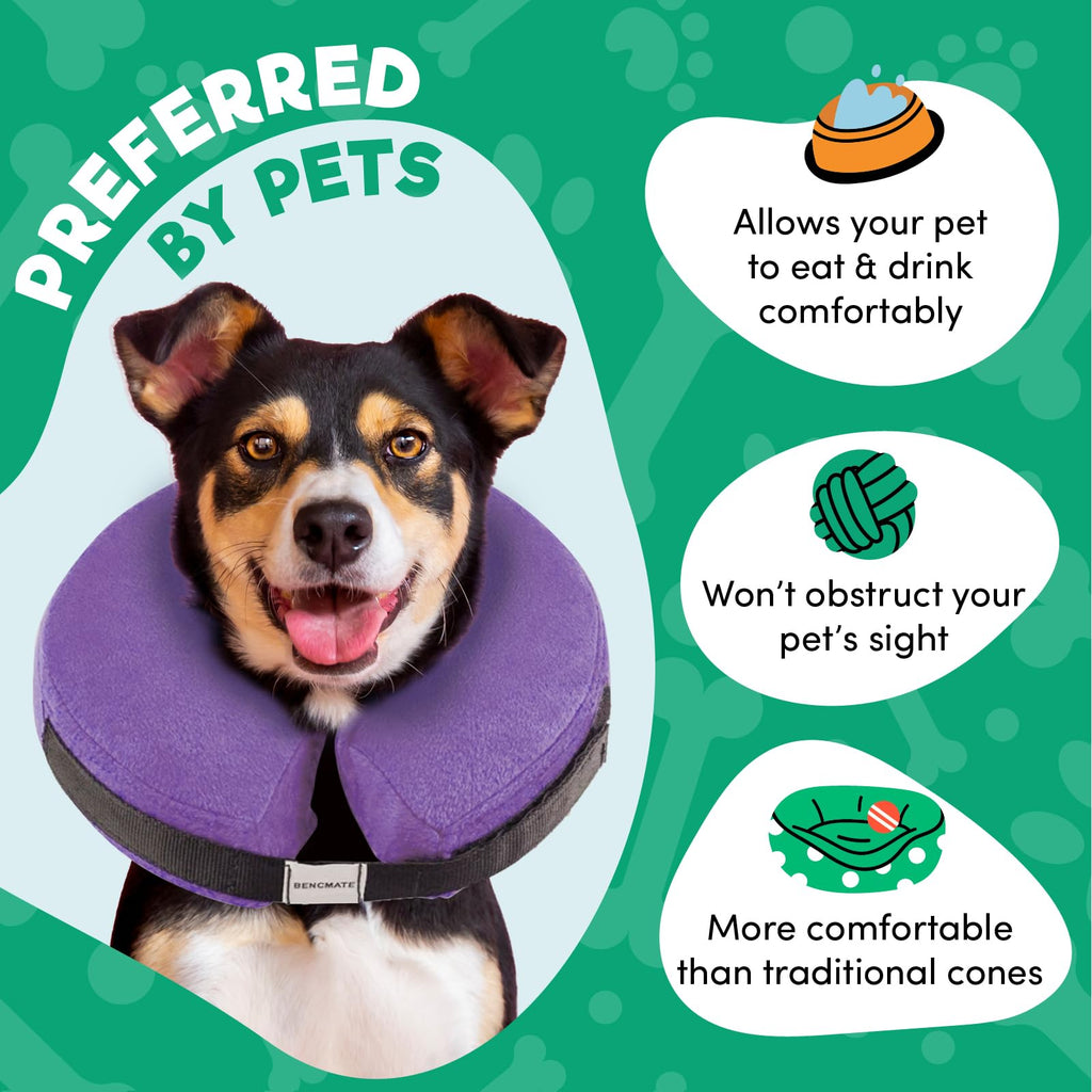 BENCMATE Inflatable Dog Cone Collar Alternative After Surgery Large