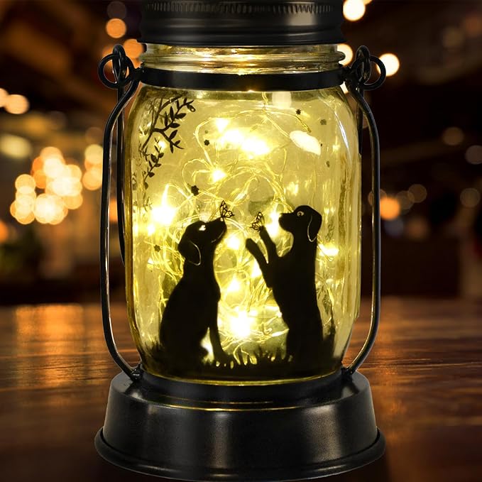 kyoryuger Pomeranian Gifts for Women/Men Pomeranian Solar Lanterns Dog Mom Birthday Dog Lovers Lantern Pet Loss Pet Memorial Lights Solar Garden Decoration for Yard, Patio,Backyard,Porch Torches