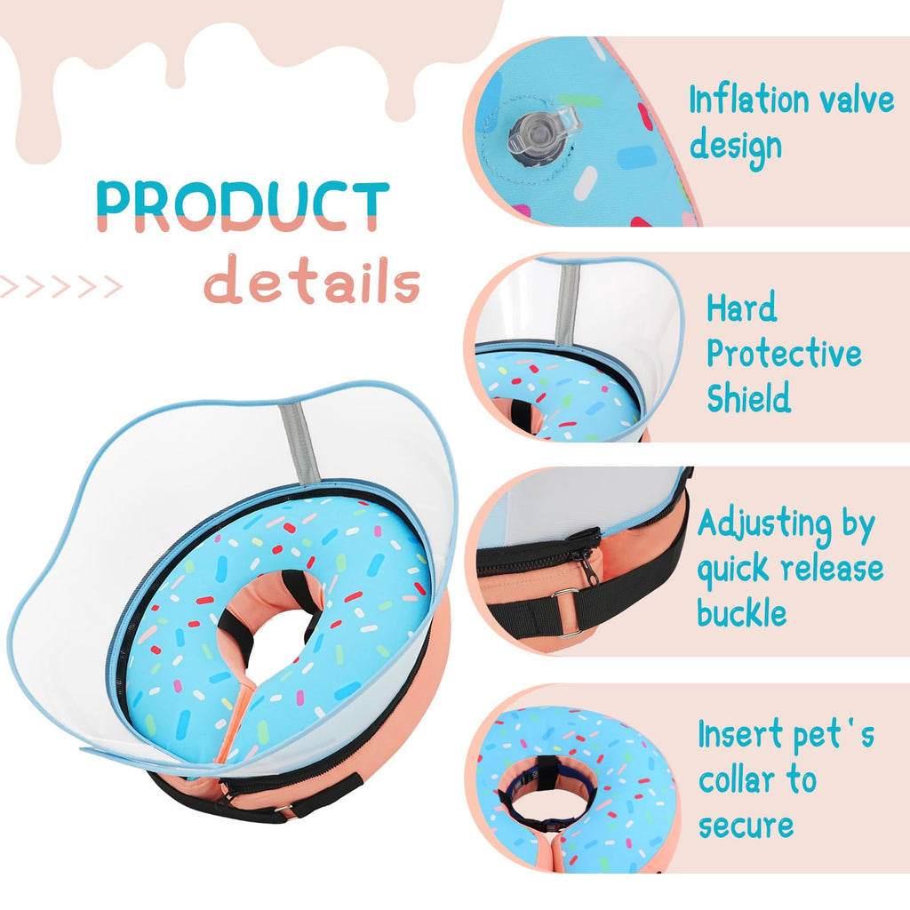 Supet Raised Inflatable Dog Cone Collar to Stop Licking, Soft Dog Cone Alternative After Surgery, Doggie Neck Donut Collar for Small Medium Large Dogs