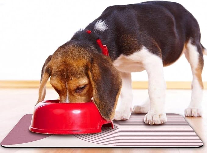 Dog Food Mats for Floors Waterproof, Cat Water Bowl Mats Pet Feeding Absorbent Mat Placemats for Food and Water Pink Bohemia 24 * 32 inch