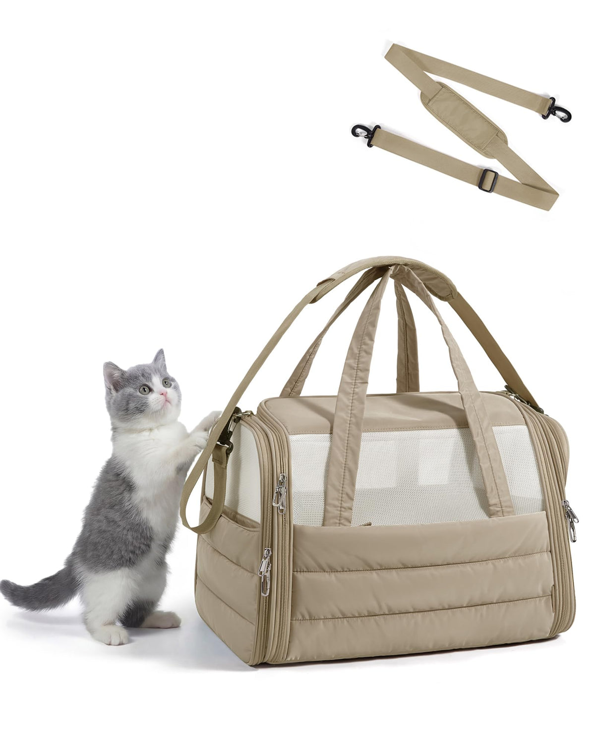 BAGSMART Cat Carrier Soft-Sided Puffy Quilted Collapsible Pet Travel Bag