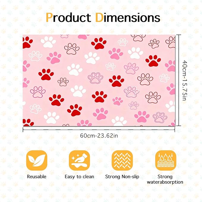 HOMETITUTE Cat Feeding Mat Rubber Backing Bowl Placemat 24 x 16 Inch