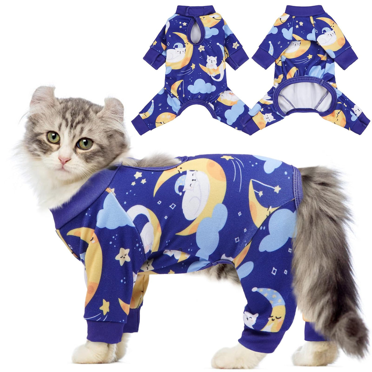 QBLEEV Cat Onesie After Surgery, Sticky Hair Cat Clothes for Cats Only