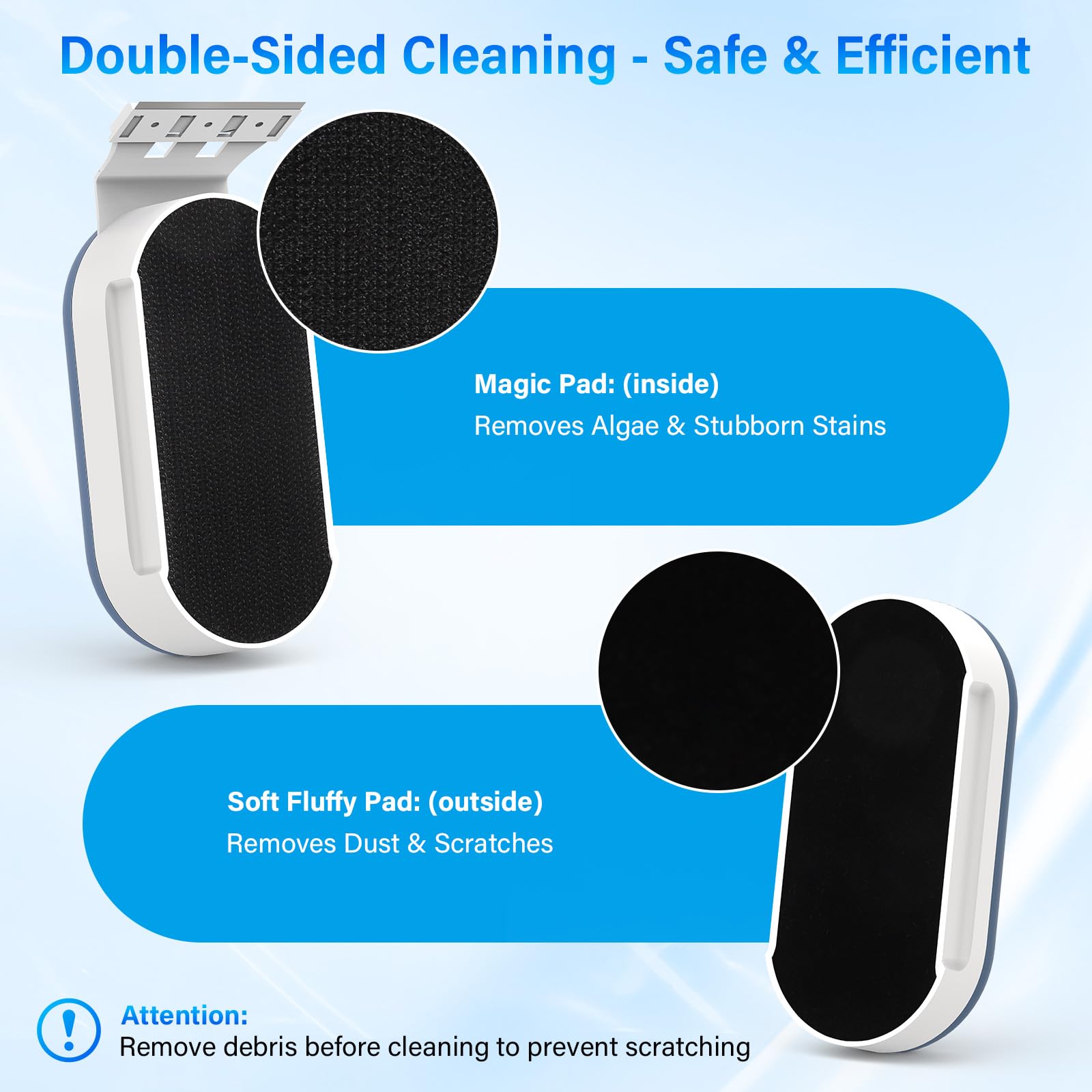 fishkeeper Aquarium Glass Cleaner, Double Side Algae Scraper with 2 Blades