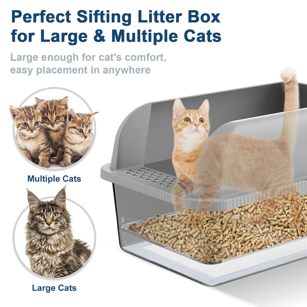 Suzzipaws XL Stainless Steel Sifting Litter Box with Lid for Pine Pellets