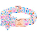 Lionheart glory Dog Collar Flower Collar Pink Dog Collars with Flower Summer Cute Sea Animals Print Collar Dog Female Soft Durable Adjustable Dog Collars for Small Dogs