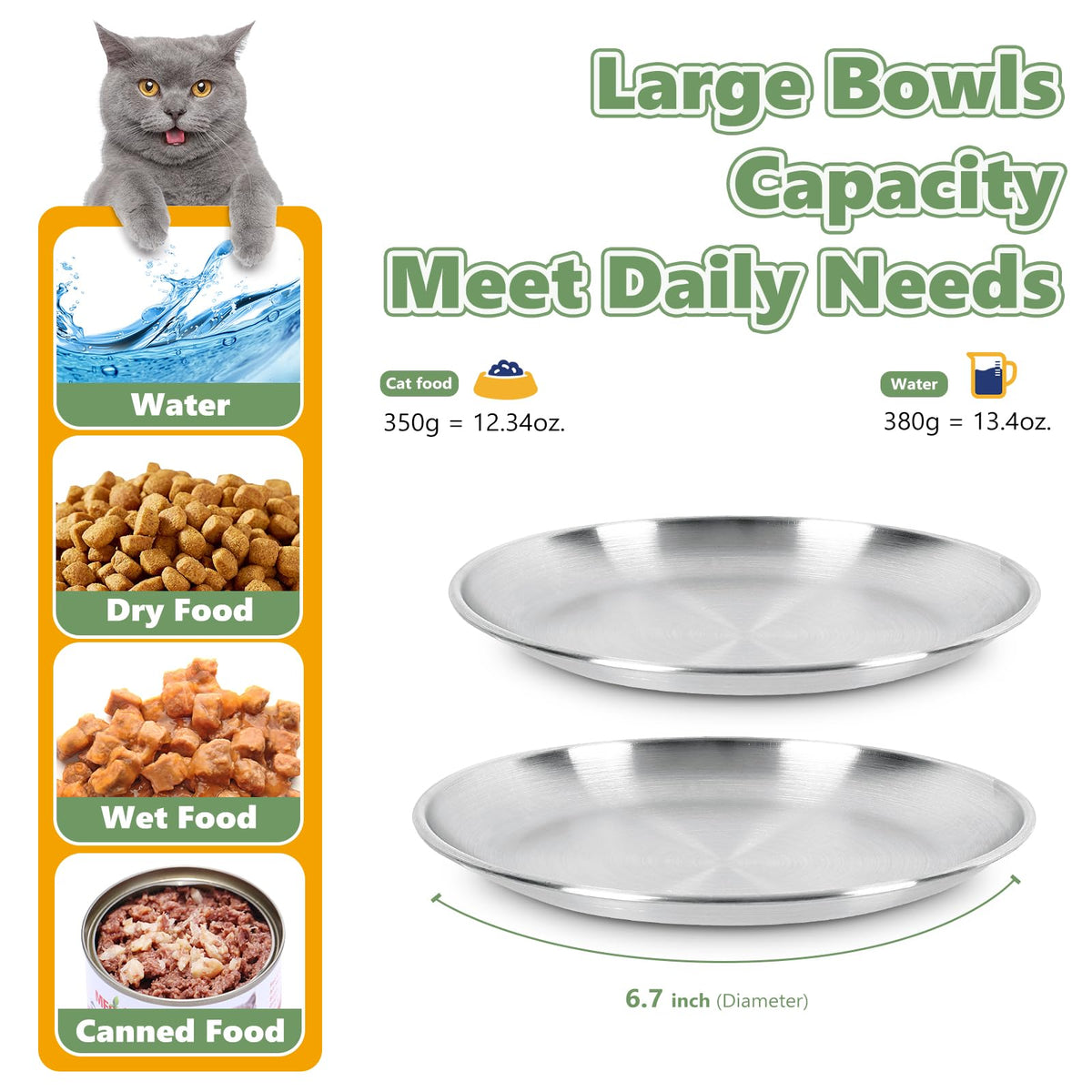 Petdream 8-Pack Stainless Steel Cat Food Bowls, Whisker-Friendly Plates
