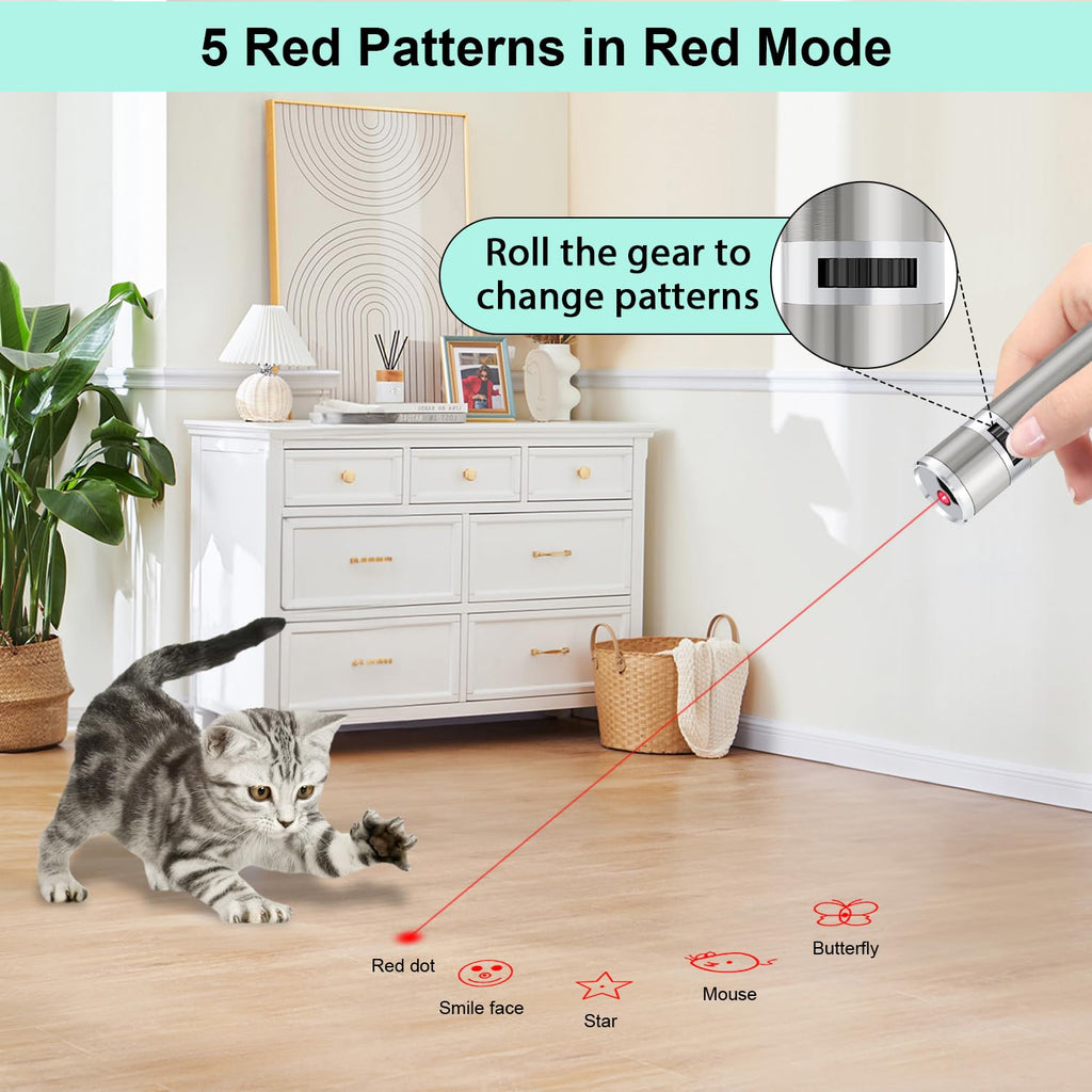 TBTeek Cat Toy 7 Light Modes & Adjustable Patterns Cat Mouse Toy (2 Pack)