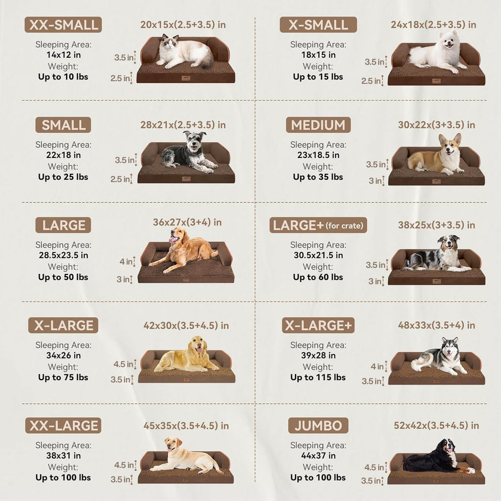 MEKIY Orthopedic Waterproof Jumbo Dog Bed with Bolster for Extra Large Dogs