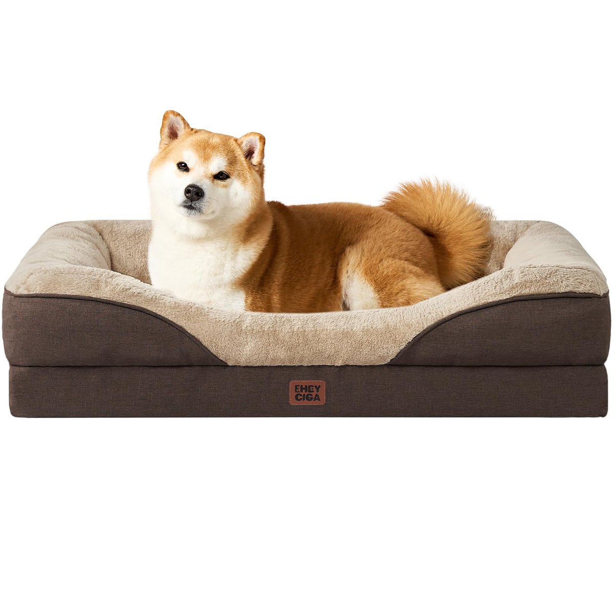 EHEYCIGA Orthopedic XL Dog Bed for Large Dog, Memory Foam Dog Couch, Beige