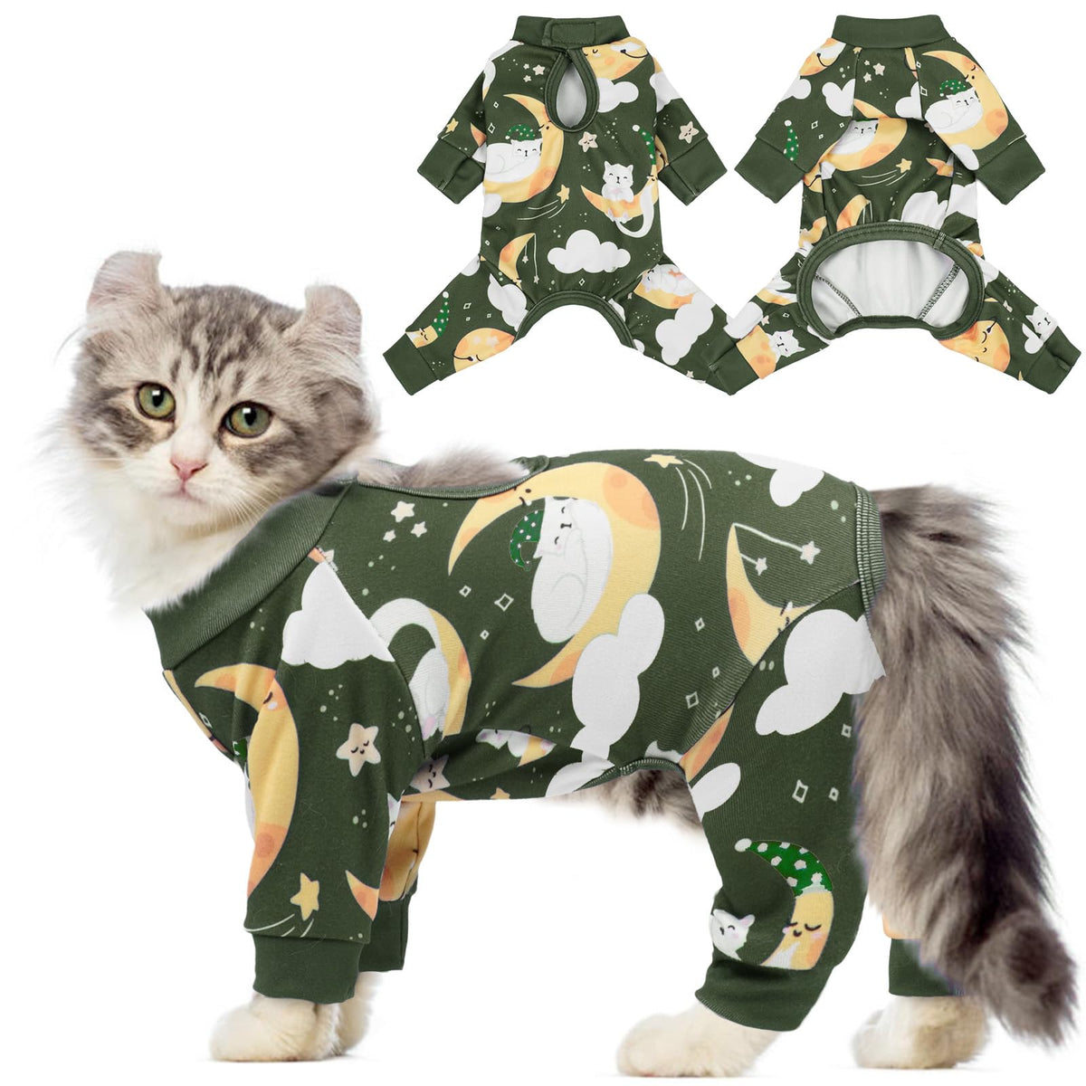 QBLEEV Cat Onesie After Surgery, Sticky Hair Cat Clothes for Cats Only