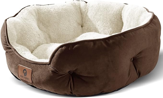 Asvin Small Dog Bed for Small Dogs, Cat Beds for Indoor Cats, Pet Bed for Puppy and Kitty, Extra Soft & Machine Washable with Anti-Slip & Water-Resistant Oxford Bottom, 20 inches