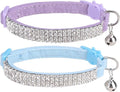 EXPAWLORER Soft Velvet Safe Cat Collars for Girl Cats,Blue & Light Purple