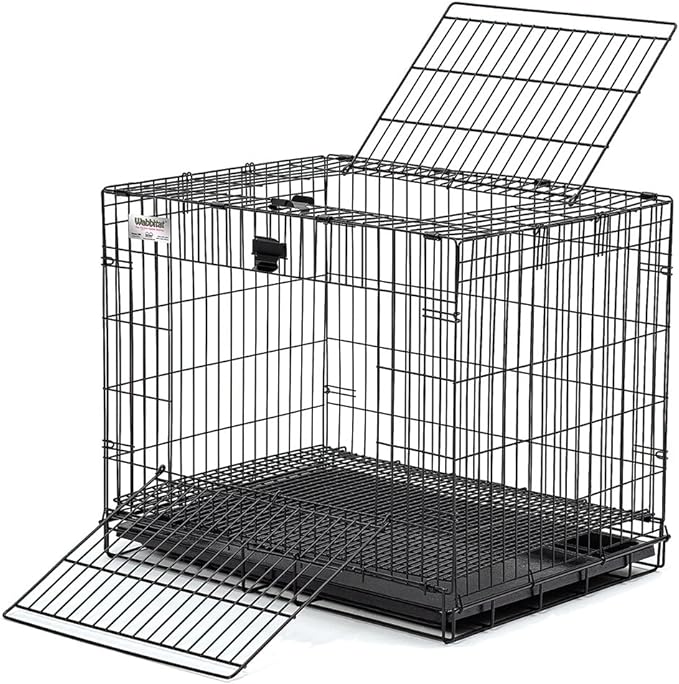 MidWest Homes for Pets Small Wabbitat Rabbit Cage, Grid Mesh Floor, Removable Tray, Top & Front Door Access, Rust Resistant Finish, No Tools Required