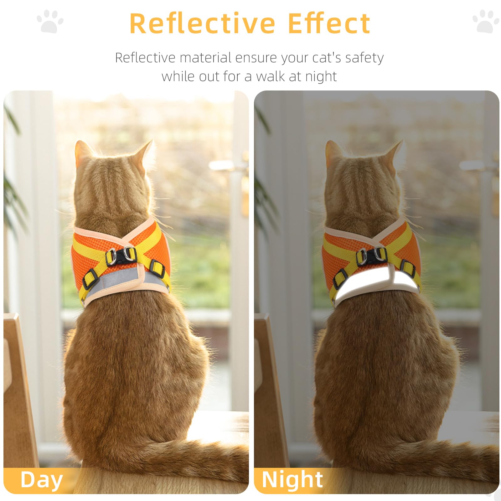 NCMAMA Cat Vest Harness and Leash Set, Escape Proof Harness Orange Small
