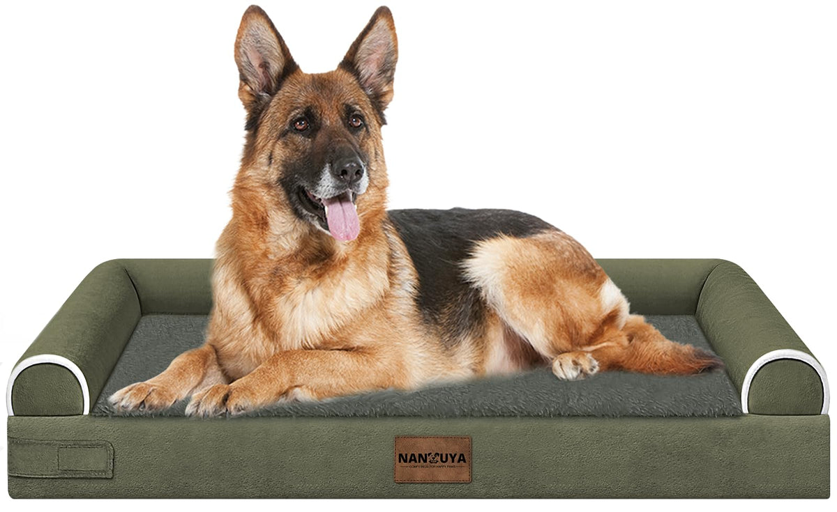 NANUYA Orthopedic Dog Bed for Jumbo Dogs, 48 x 33 Inch, Light Grey