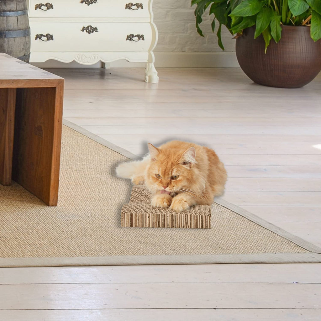 RUBMEOW Cat Scratcher Pad Cardboard Scratch Box for Indoor Cats and Kittens