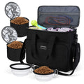 BAGLHER Dog Travel Bag, Airline Approved Pet Tote Organizer with Multi-Function Pockets, 2 X Food Storage Containers and 2 X Collapsible Bowls, Perfect Weekend Pet Travel Set for Dog, Cat Black