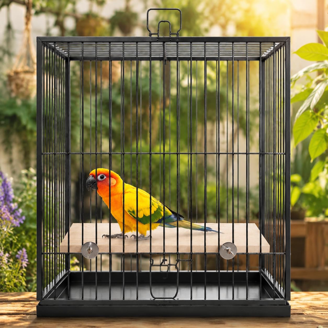 Okllen 3 Pack Bird Perch Stand, Parrot Wood Platform, Natural Wooden Perch Toys Playground Cage for Conure, Chinchilla, Parakeet, Budgie, Cockatiel