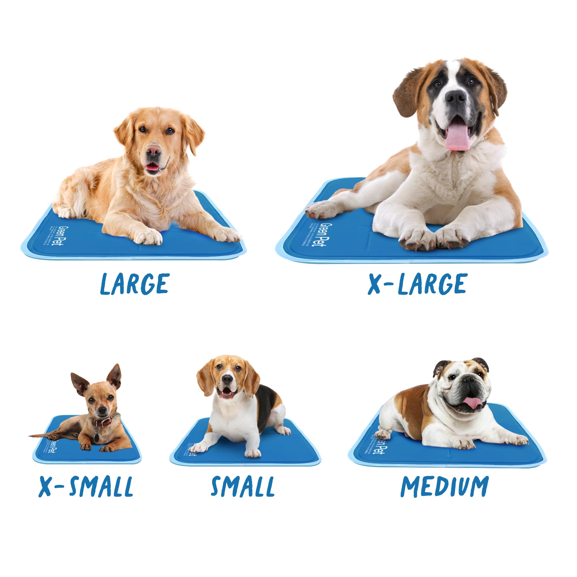The Green Pet Shop Cool Pet Pad - Small, Blue - Self-Cooling, Pressure Activated Mat for Dogs & Cats from 9-20 lbs - Non-Toxic Gel, No Water Needed