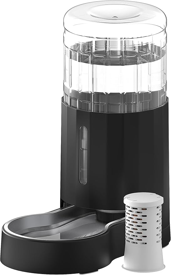 CZPET Dog Water Bowl Dispenser 9.5L, Wider Mouth Gravity Refilling (Black)
