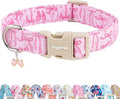 Faygarsle Cute Pink Bow Pattern Dog Collar for Summer Spring Design for Small Medium Large Dogs, M