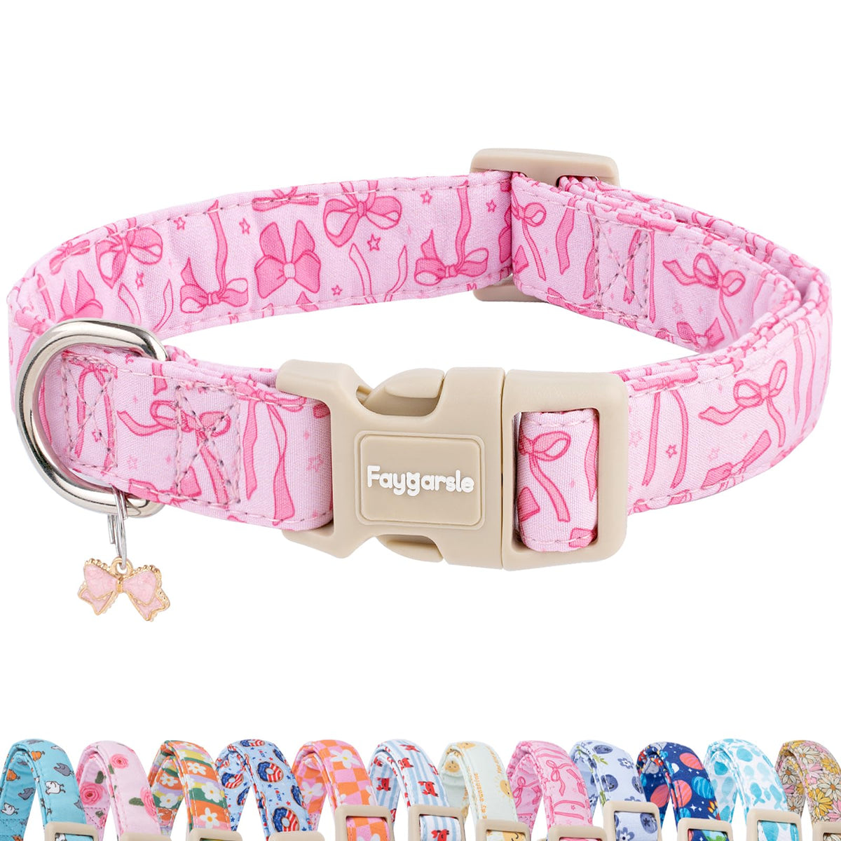Faygarsle Fall Dog Collar Orange and Pink Pumpkin Pattern for Autumn S