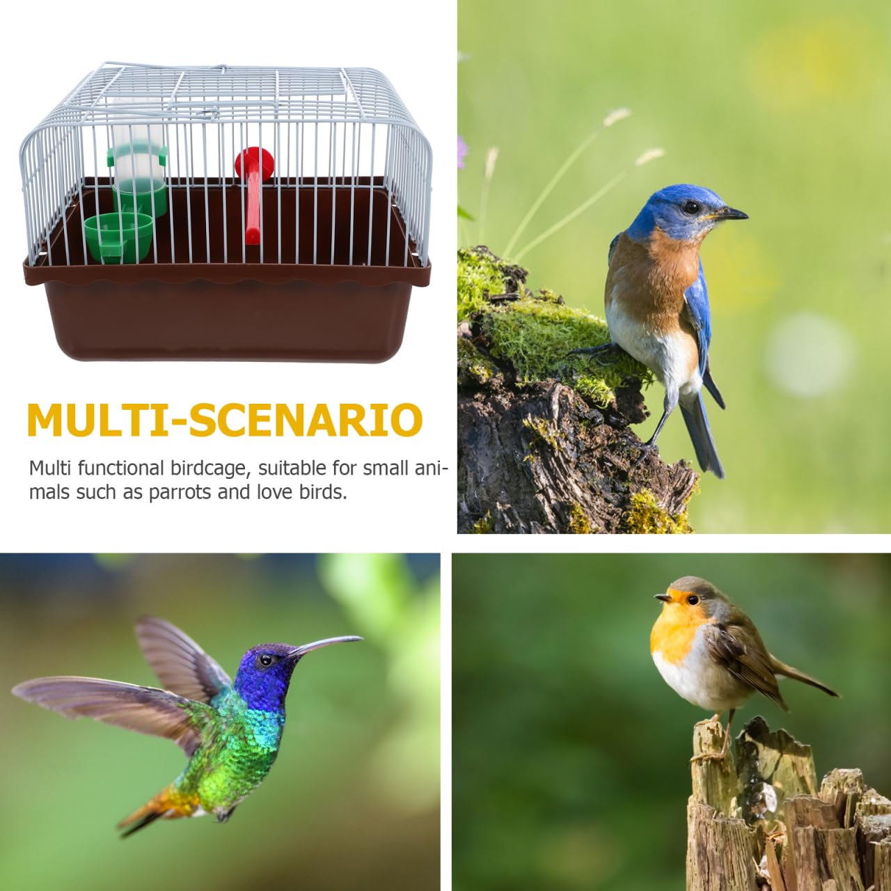 Toddmomy Portable Bird Cage Bird Carrier Travel Cage with Perch Food Box and Water Dispenser Spacious Small for Parakeet Finch Canary 9.29 X 6.57 X 6.29 in