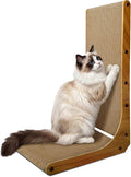 AGYM Cat Scratcher, 26 inch L Shape Cat Scratching Pad for Indoor Cats, Durable Sustainable Cardboard Scratcher, Recyclable Vertical Cat Scratch Pad to Protect Furniture, Large
