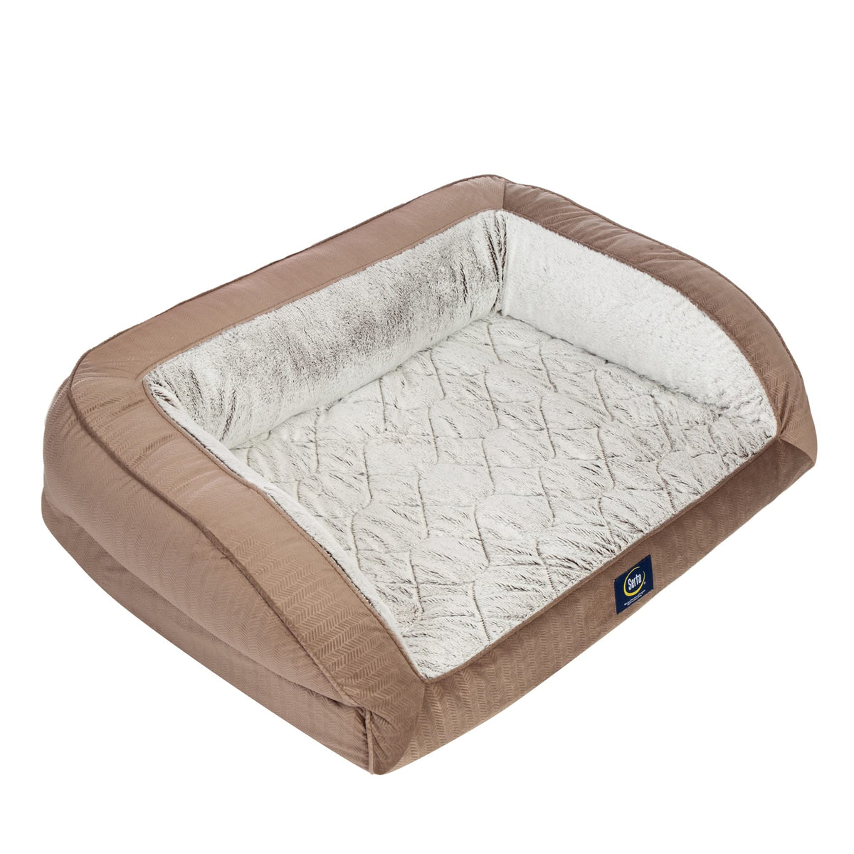 Serta Orthopedic Quilted Couch Dog Bed for Pets – Slate Gray (Large)