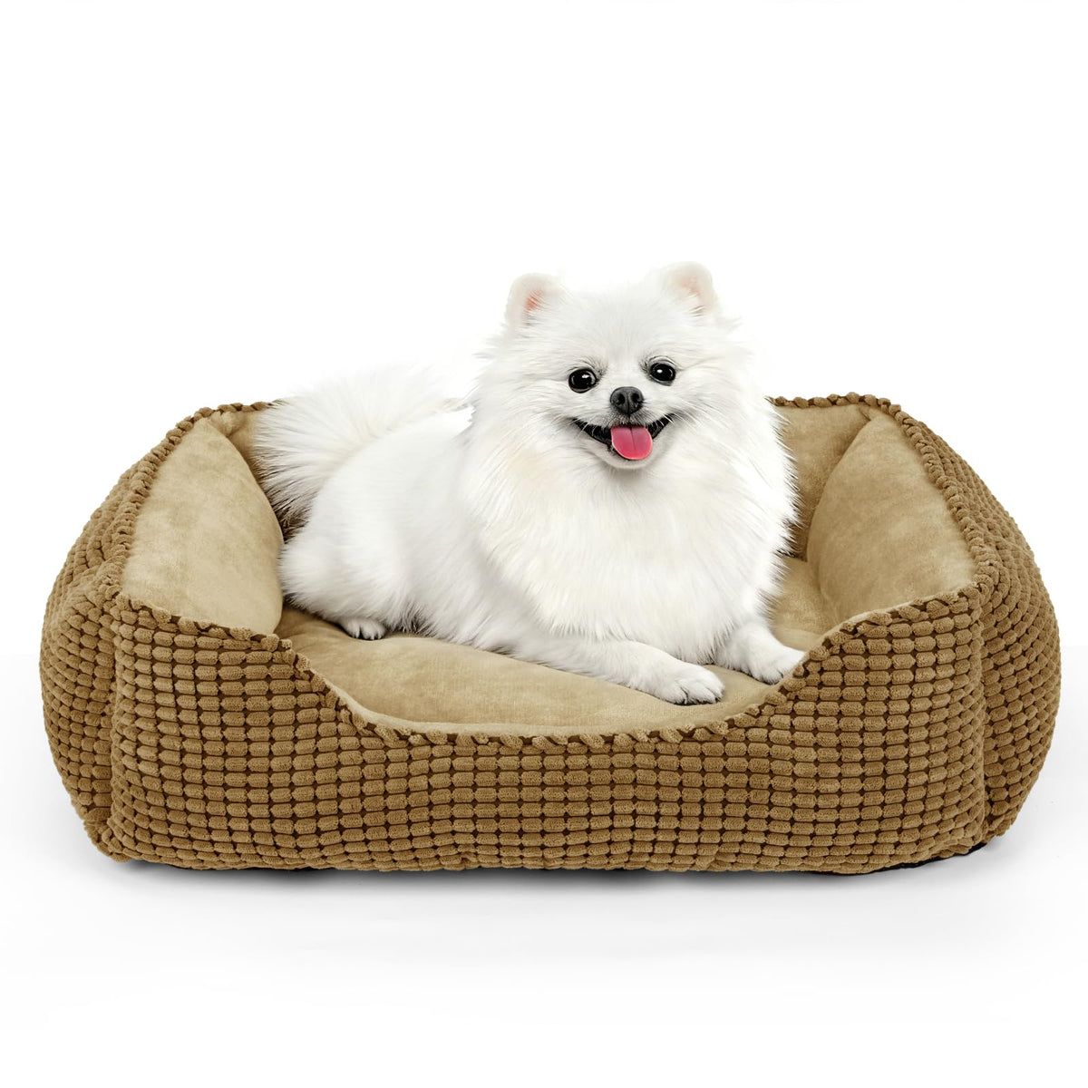 MIXJOY Dog Bed for Large Medium Small Dogs, Rectangle Washable Sleeping Puppy Bed, Soft Calming Cat Beds for Indoor Cats, Orthopedic Pet Sofa Bed, Anti-Slip Bottom with Multiple Size (25'', Grey)