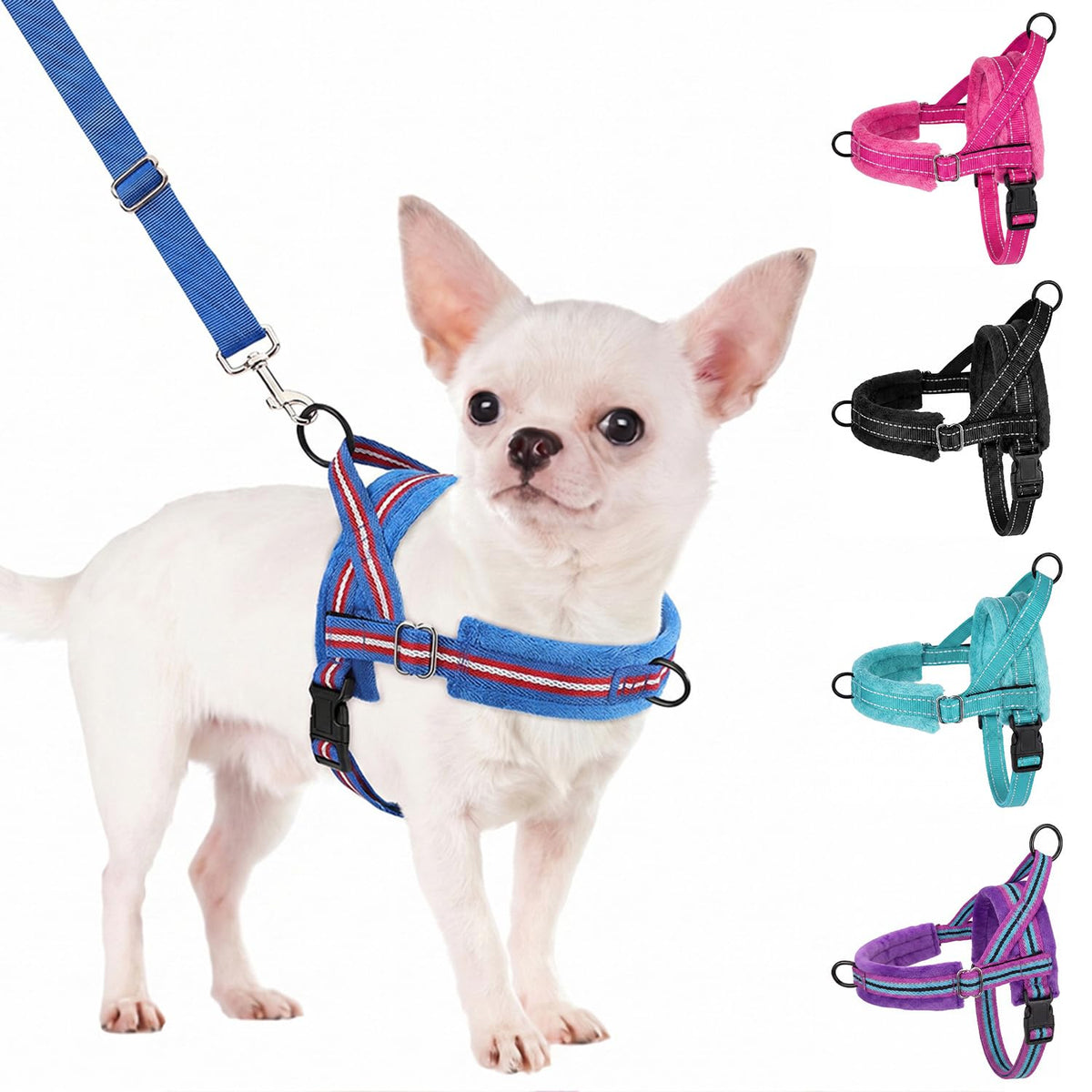 SlowTon No Pull Small Dog Harness and Leash Set with Front Clip