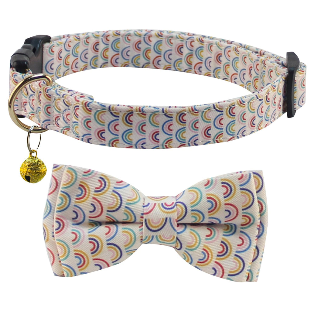 Yizepet Dog Collar with Bow Tie- Adjustable pet Collar for Dogs with Plastic Buckle Collar, Stylish Pattern for Small Medium or Large Boy and Girl Dog and Cat