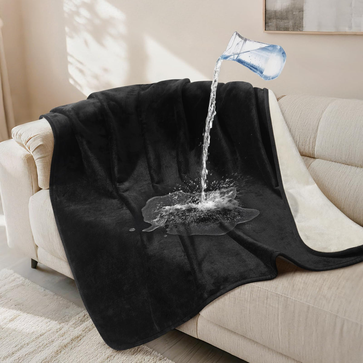 LOOBANI Waterproof Blanket for Bed, Soft Flannel Twin Bed Blanket 60" x 80"