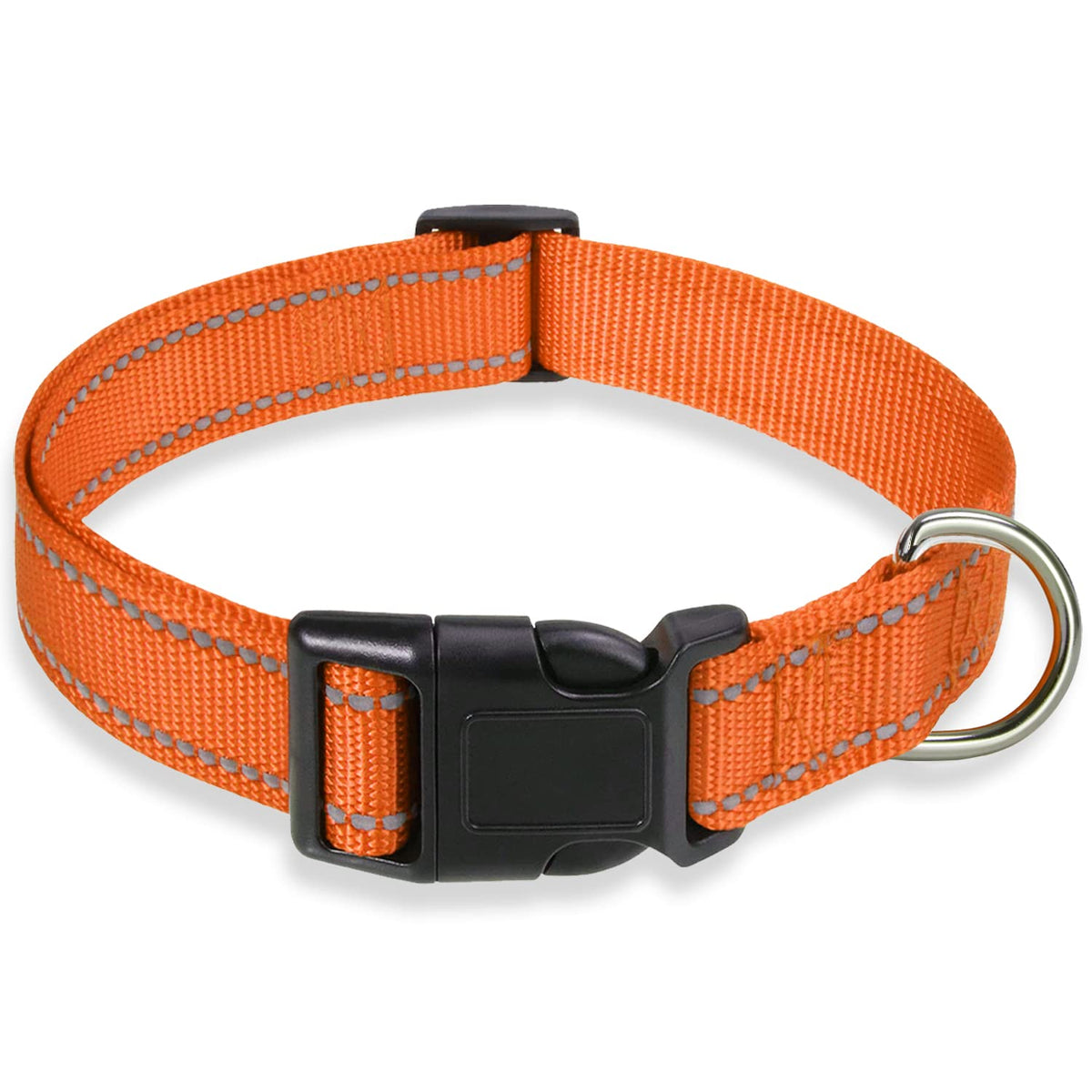 Reflective Dog Collar with Buckle Adjustable Safety Nylon Collars for Small Medium Large Dogs, Light Pink L
