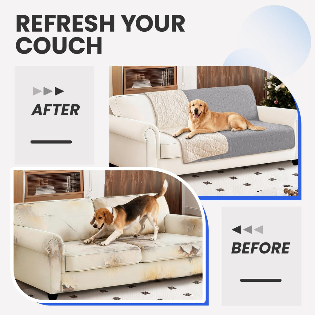 CYCMACO Waterproof Dog Blanket, Non-Slip Soft Pet Bed Cover, Couch Cover for Dogs Washable, Protects Sofa, Furniture, Crate, Car, Tear Resistant Leakproof Pet Blanket (52x82 Inch, Light Grey)